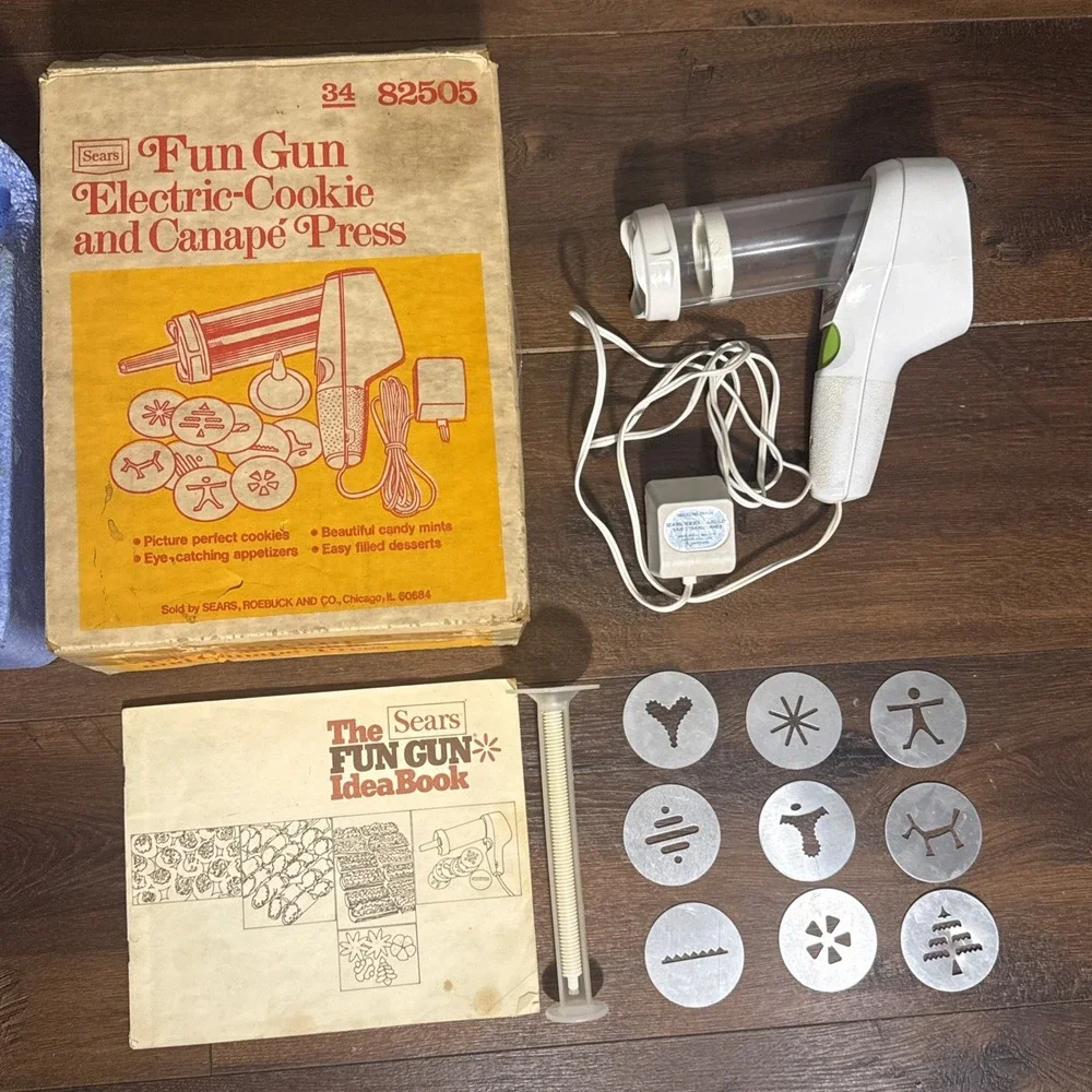 Vintage Sears Fun Gun Electric Cookie Canape Press 82505 Complete Tested‎